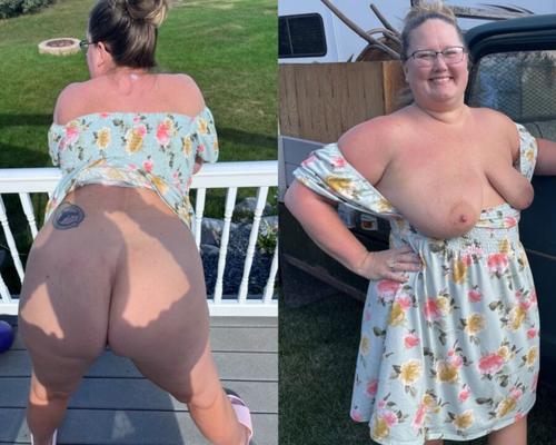 A fully exposed wife with floppy tits