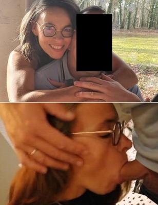 Before and after "with her husband"