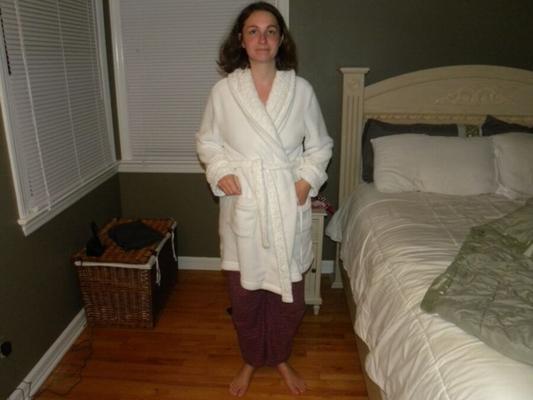 Julia in her bath robe